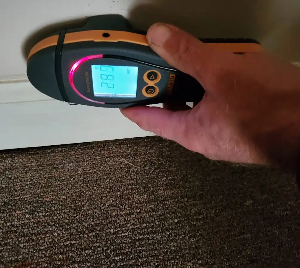 Moisture detection at baseboard during Sewage Cleanup & Sanitation in St. Helens
